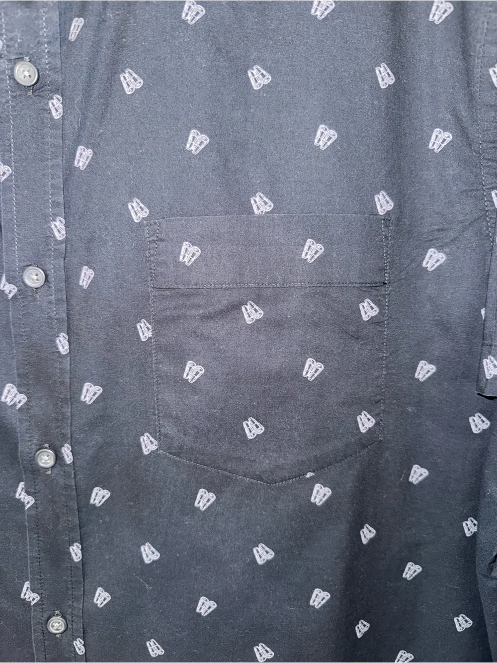 Banana Republic Black Short-Sleeve Button-Down Shirt with Micro Print